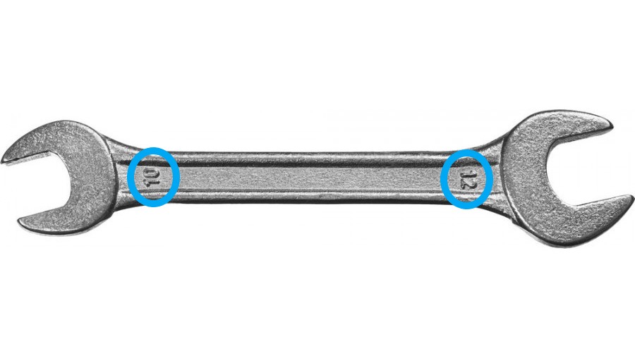Рожковый гаечный ключ с маркировкой